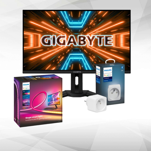 Gigabyte - Pack Gaming immersif - Moniteur Gigabyte 32" (LED M32U) + Pack Lightstrip PC Philips Hue 32/34" (prise connectée Hue inclus) Gigabyte  - Ecran Grand Format