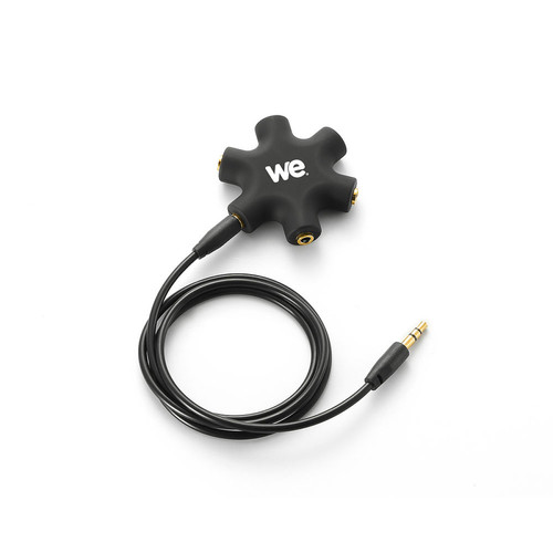 We - WE Répartiteur Audio - 1 Entrée et 5 Sorties Port Interchangeable - Cable jack 3.5 mm amovible de 70cm Inclus - Toucher doux et connecteurs or - Noir We  - Câble et Connectique