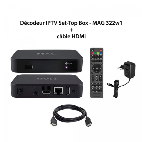 Divers Marques - Décodeur IPTV Multimédia - MAG 322w1 - Set Top Box TV, H.265, WLAN WiFi intégré 150Mbps, Lecteur multimédia Internet TV, Récepteur IP HEVC H.256, Remplace MAG 254w1 + câble HDMI Divers Marques - Enregistreur DVD Pack reprise