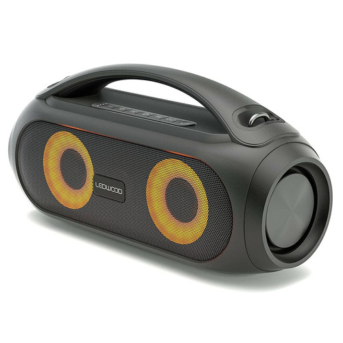Sonorisation portable Ledwood Enceinte Bluetooth TWS Portable avec Sangle - sans Fil, avec LED Lumières Pulsées- Super Bass - IPX5 - AUX - Port USB - Radio FM