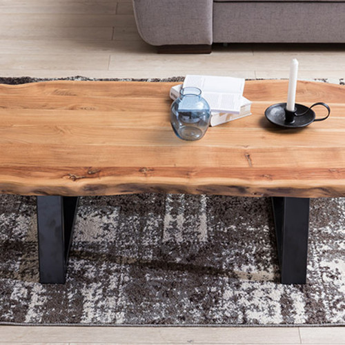 Tables d'appoint Mes Table basse 115x60x40 cm en bois d'acacia massif et métal - FLYNN