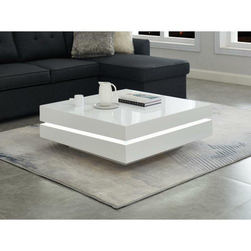Vente-Unique - Table basse en MDF avec LEDs - Blanc laqué - LYESS Vente-Unique - Table basse blanc laque Tables basses