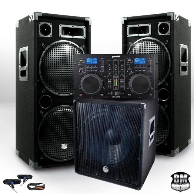 Ibiza Sound - Pack Sono complet BM SONIC BMX-18215 3200W Caisson bi-amplifié + CDM-4000 Ibiza Sound - Enceinte pouvant lire une cle usb